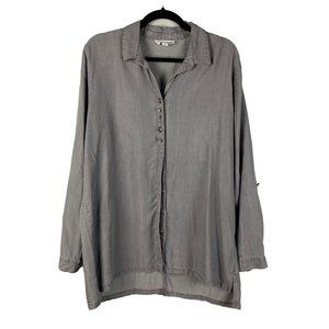 Neon Buddha Lush Shirt Long Sleeve Embellished Top Button-Up Denim Gray Size XL